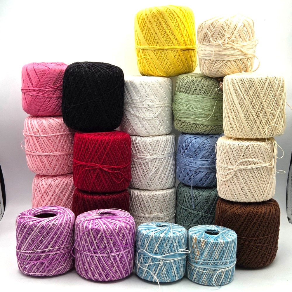 Lot of 21 Crochet Thread Cones/Balls Assorted Multiple Colors